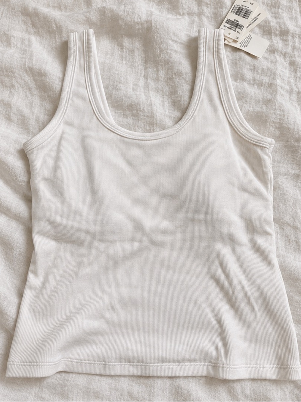 Abercrombie & Fitch White Ribbed Bra-Free Tank Top